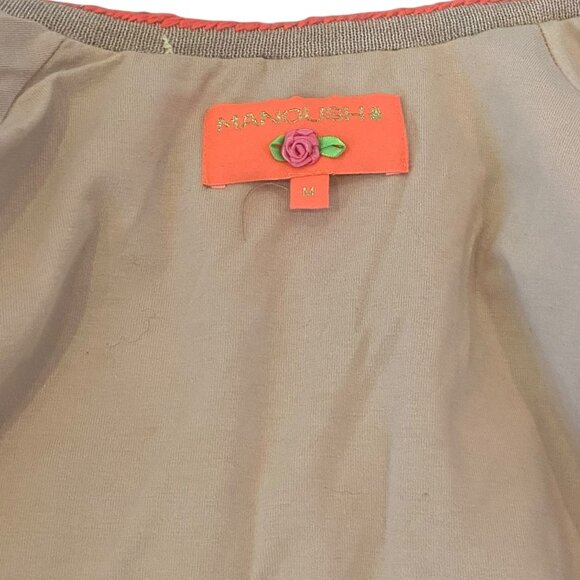 MANOUSH Wool Cardigan crop sleeve multicolor whimsical beige embroidered jacket - Picture 15 of 16